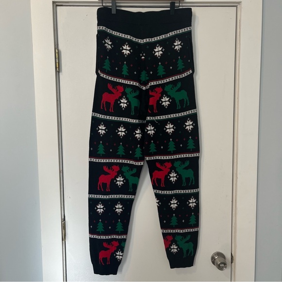 Festive Christmas Holiday Joggers Black Red Green white mens size large unisex - Picture 6 of 8